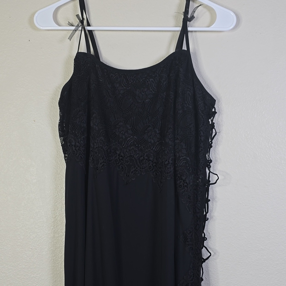 Rhonda Shear Maxi Gown alegant Black Whimsigoth Lace Dress Open Slid 1X. - Picture 2 of 11